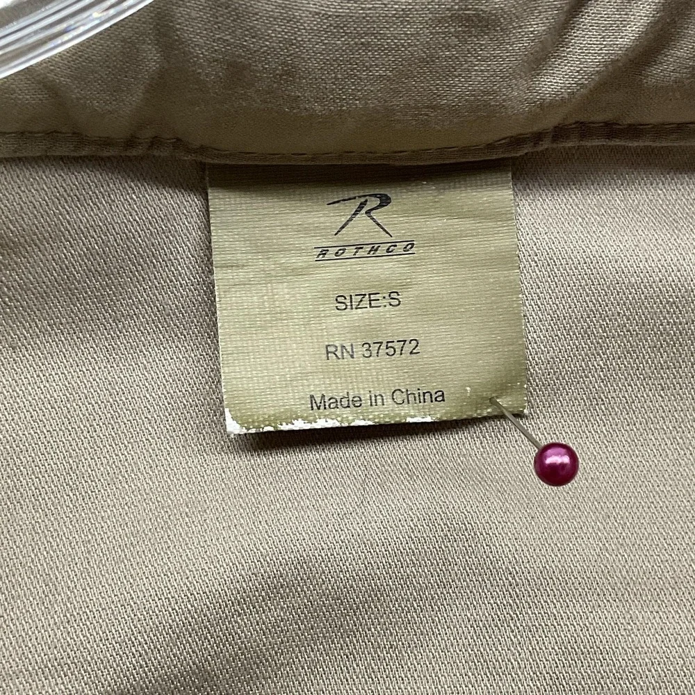 Rothco Field Jacket Mens S Beige Military Canvas‎ Full Zip Pockets Mid-Length